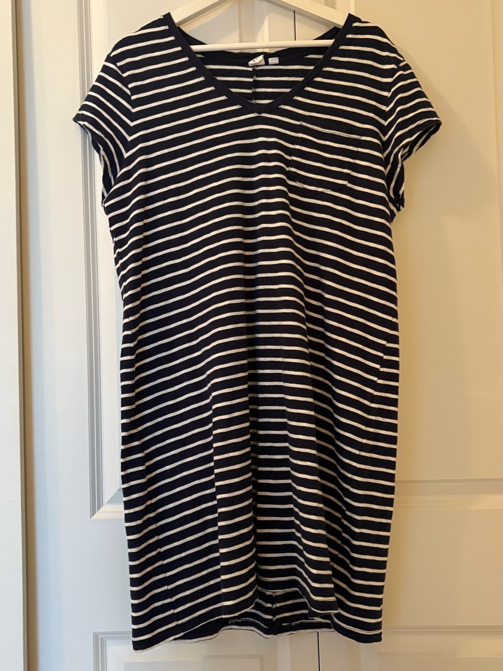GAP Navy and White Striped V-Neck Tee Dress